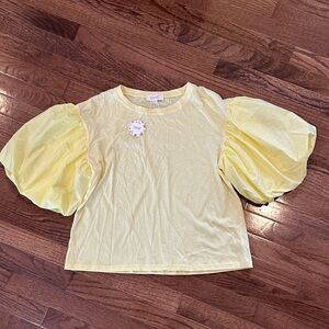 ODDY Soft Yellow Puff Sleeve Blouse